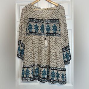 ENTRO Bohemian Boho Tassel Tunic Dress Size Small EUC